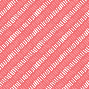 Stripes Diagonal  Living Coral and White