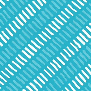 Stripes Diagonal  Teal and White