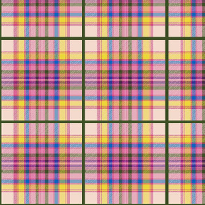 Tartan #35 - candy pink, blush, olive, sunshine