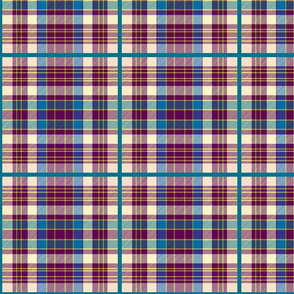 Tartan #38 - plum, maroon, cream, teal