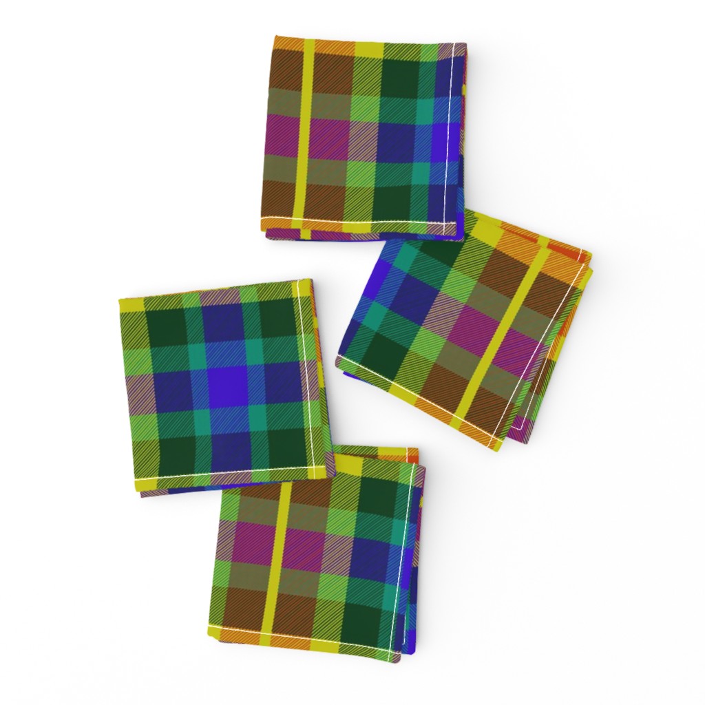 Tartan #40 - gold, electric blue, bottle green, burnt orange