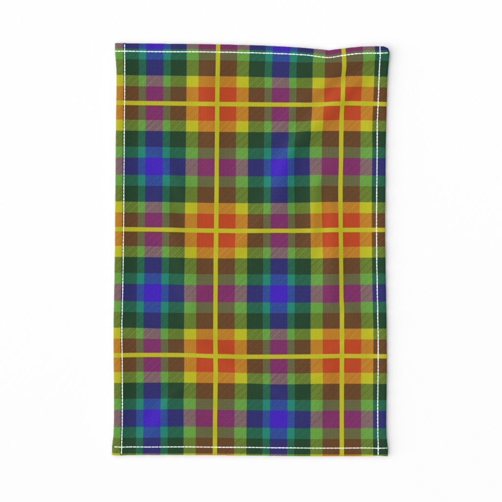 Tartan #40 - gold, electric blue, bottle green, burnt orange