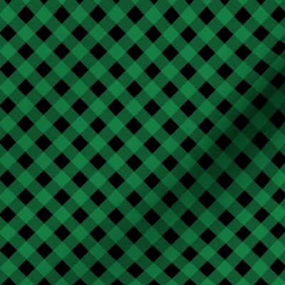 buffalo plaid - green and black, diagonal plaid, bias plaid - half inch squares