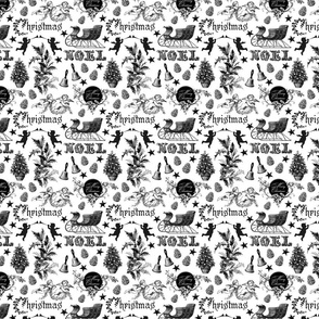 Black And White Nostalgic Christmas Pattern