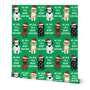 TINY - shih tzu christmas fabric - funny shih tsu fabric, dog fabric, christmas dog fabric - green