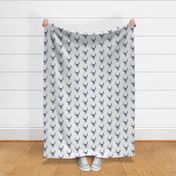 Deer Head Buck Navy Blue Sketch on Light Gray Background