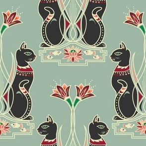 ART DECO CATS sf8X8 Blessed