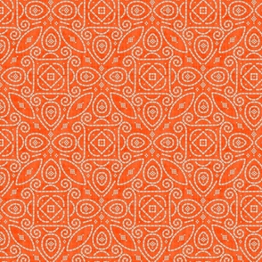 Orange and White Bandhani Bandhej