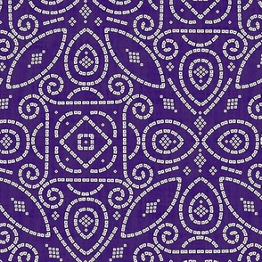 Purple and White Bandhani Bandhej