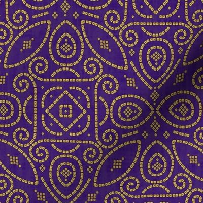 Purple and Gold Bandhani Bandhej