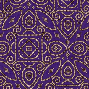 Purple and Gold Bandhani Bandhej