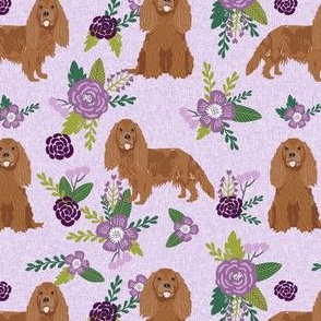 cavalier king charles spaniel fabric - ruby spaniel fabric - lavender floral