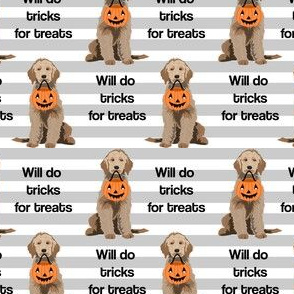 doodle halloween fabric - golden doodle fabric, cute dog fabric, halloween dog - stripes