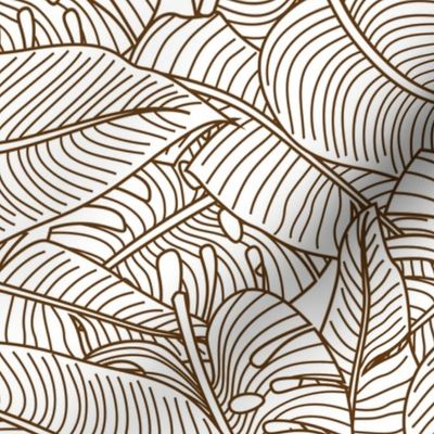 Tropical Leaves Banana Monstera Brown and White