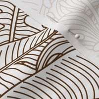 Tropical Leaves Banana Monstera Brown and White