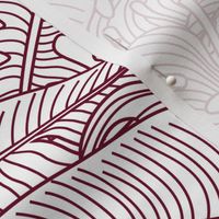 Tropical Leaves Banana Monstera Garnet and White