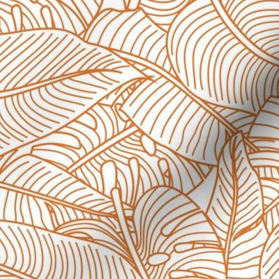 Tropical Leaves Banana Monstera Orange and White