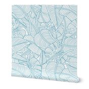 Tropical Leaves Banana Monstera Teal and White