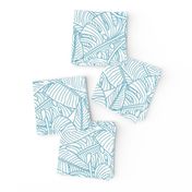 Tropical Leaves Banana Monstera Teal and White