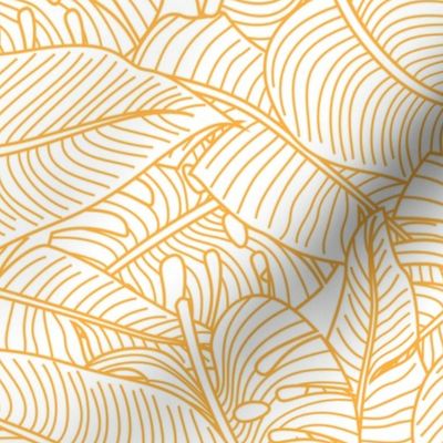 Tropical Leaves Banana Monstera Yellow and White