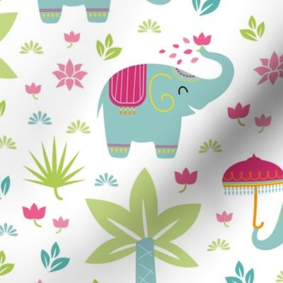 little elephants - white background