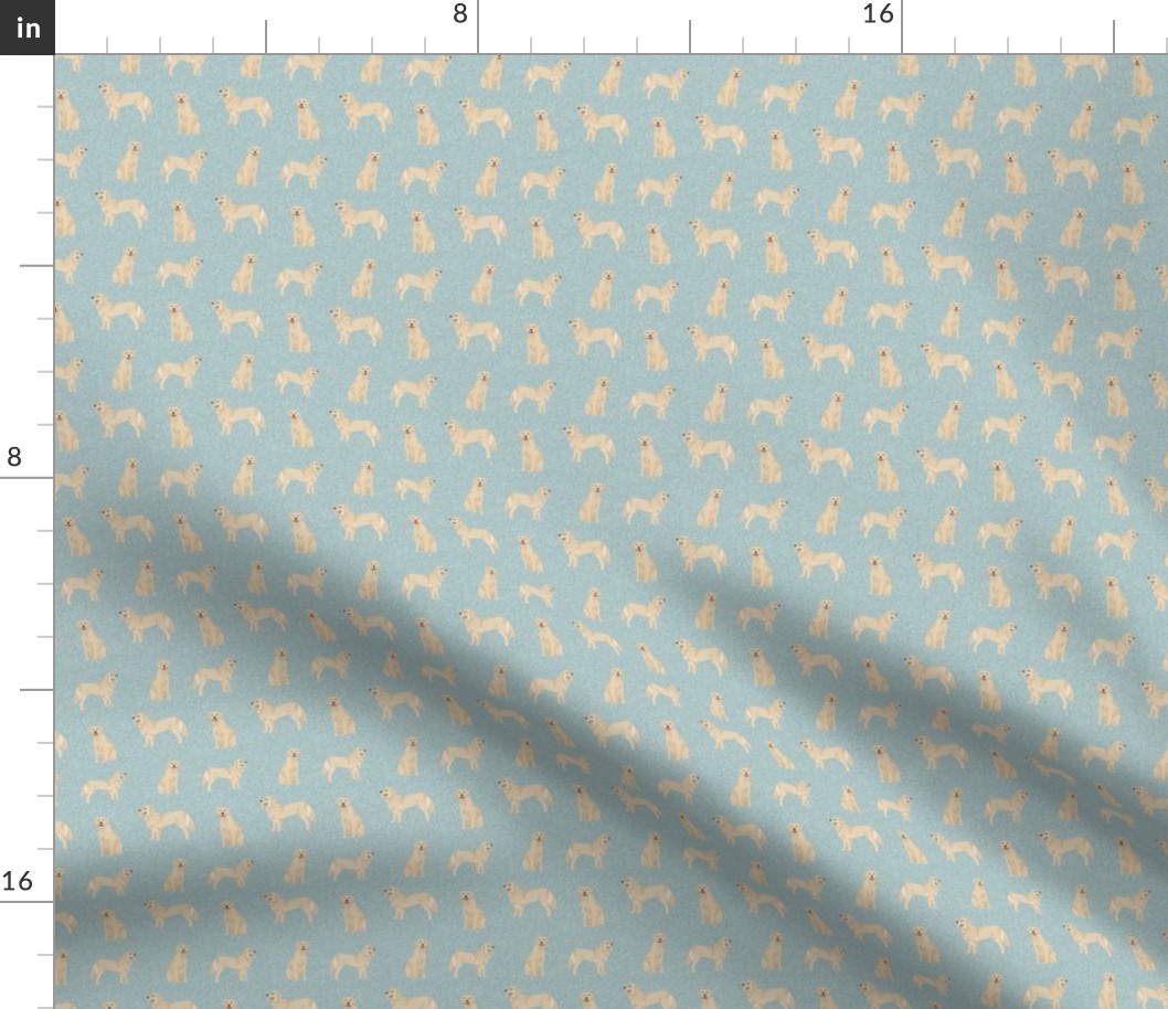 TINY -  golden retriever pet fabric, dog fabric, quilt b coordinate - light blue