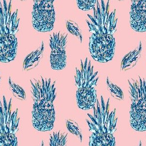 Blue Pineapple on Pink