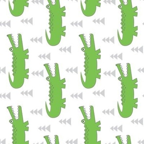 sideways green gators with grey trees