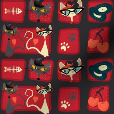 Small Rockabilly Cats - Scarlet