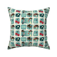 Small Rockabilly Cats - Turquoise