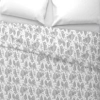 Small-Scale Gray & White Bigfoot / Sasquatch Toile de Jouy