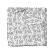 Small-Scale Gray & White Bigfoot / Sasquatch Toile de Jouy