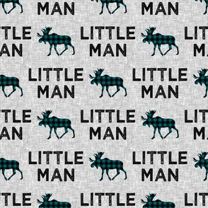 Little Man - Moose - Dark Teal buffalo plaid - LAD19