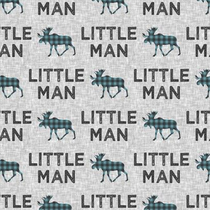 Little Man - Moose - Slate & Grey buffalo plaid - LAD19