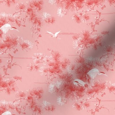 Chinoiserie Cranes ~ Blush  