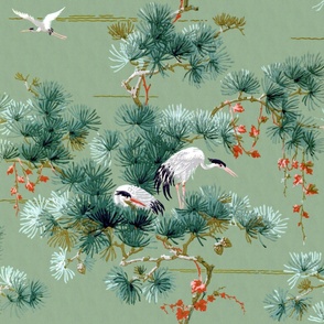 Chinoiserie Cranes ~ Original ~Jumbo