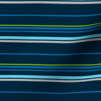 Blue Green Stripes in Navy Blue