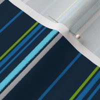 Blue Green Stripes in Navy Blue