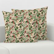 Cardinal Vintage Botanical Christmas Pattern