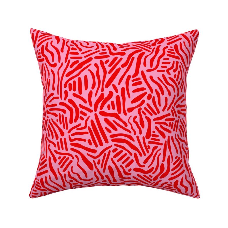 Abstract Lines - Red & Pink Fabric | Spoonflower