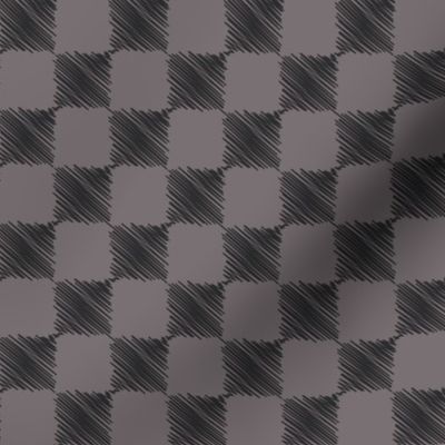 Rockabilly check pattern sketch style -Grey