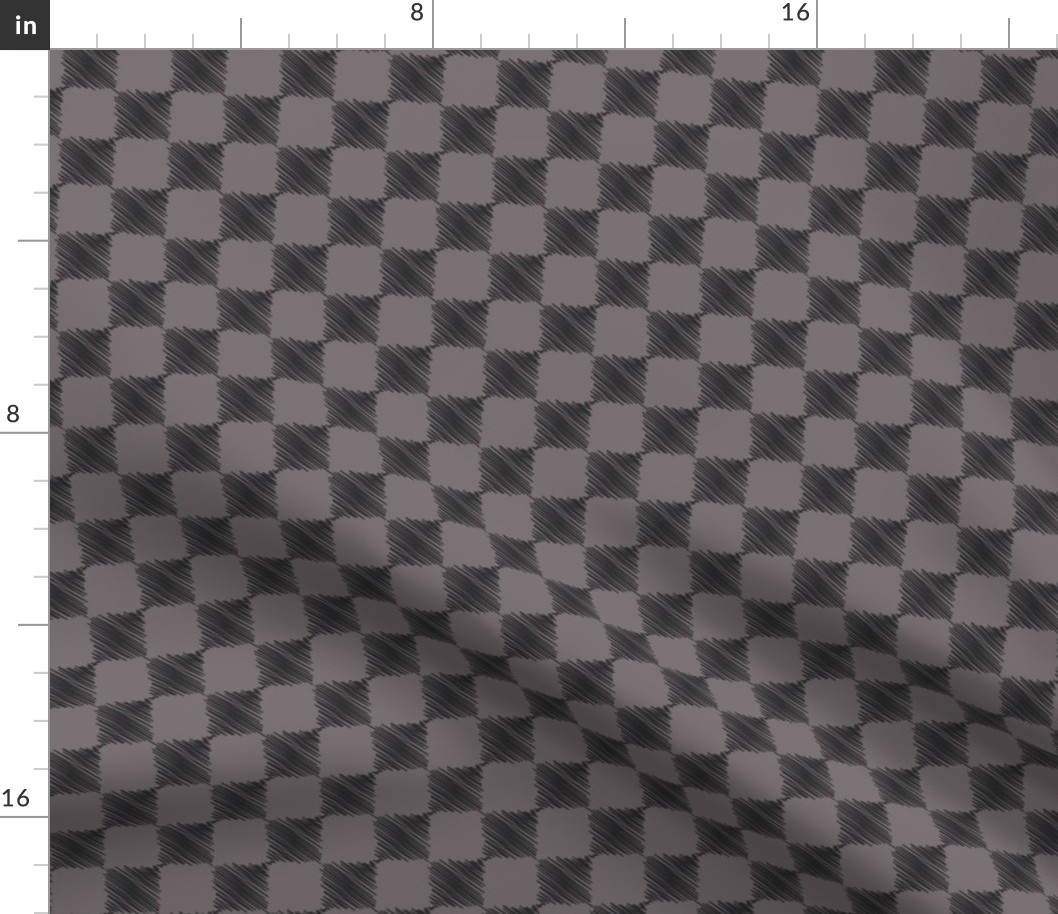 Rockabilly check pattern sketch style -Grey