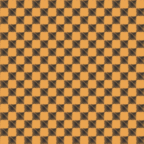 Rockabilly check pattern sketch style - Orange