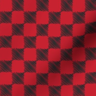 Rockabilly check pattern sketch style - red