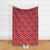 Rockabilly elements on polka dots - Red