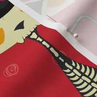 Rockabilly Cats- Skeletons - Red