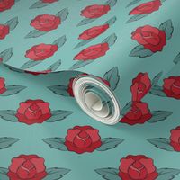 Rockabilly roses - Teal