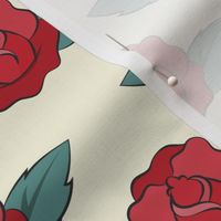 Rockabilly roses on cream