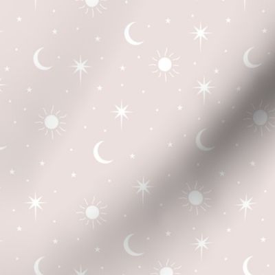 Mystic magic Universe sun moon phase and stars sweet dreams night beige sand white neutral baby