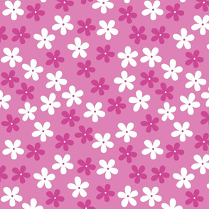 Magenta And White Flowers On Pink